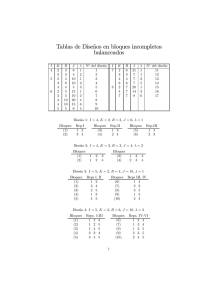 Tablas de Diseños en bloques incompletos balanceados