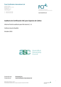 Auditoría de Certificación ASC para Especies de Cultivo