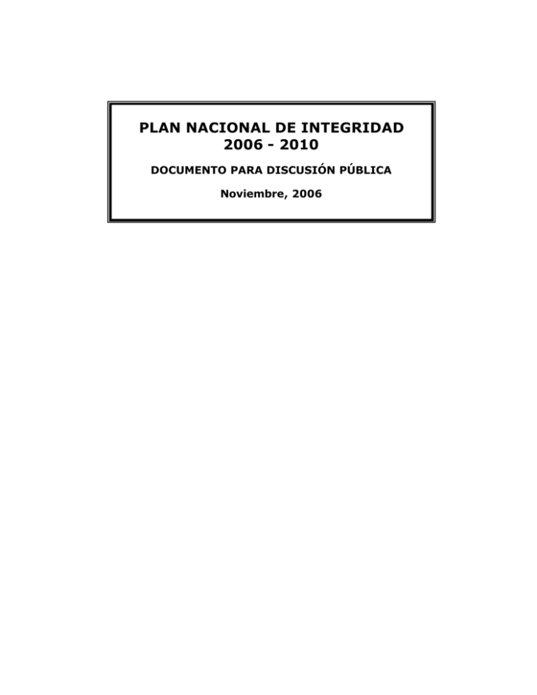 El Plan Nacional De Integridad