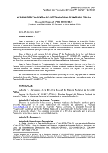 Resolución Directoral N° 003-2011-EF/68.01