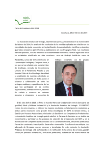 Carta del Presidente AAU 2014 Andalucía, 18 de febrero de 2014 La