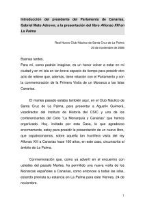 Introducción a la presentación del libro Alfonso XIII en La Palma