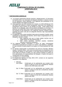 CAMPEONATO OFICIAL DE VOLEIBOL “APERTURA 2014” BASES