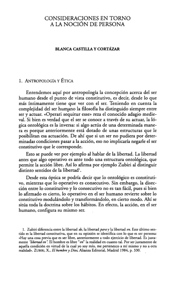 CONSIDERACIONES EN TORNO A LA NOCI N DE PERSONA
