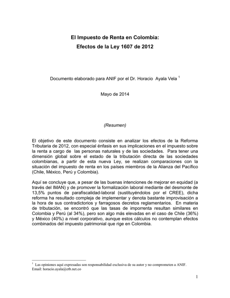 El Impuesto de Renta en Colombia