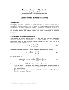 Teoría de Modelos y Simulación Generación de Números Aleatorios