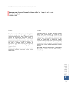 Representación y Crítica de la Modernidad en Voegelin y Schmitt