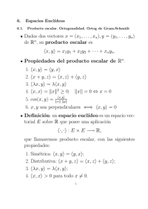 Dados dos vectores x = (x1,...,xn),y = (y1,...,yn) de Rn, su producto