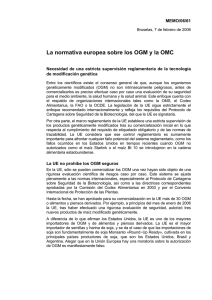 La normativa europea sobre los OGM y la OMC