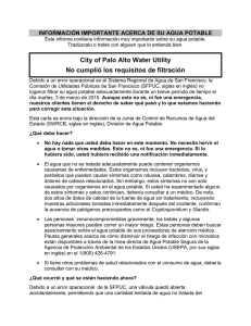 City of Palo Alto Water Utility No cumplió los requisitos de filtración