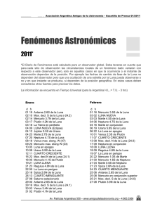 Fenómenos Astronómicos - Amigos de la Astronomía