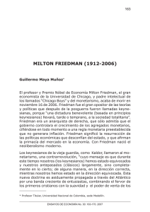 milton friedman (1912-2006) - Facultad de ciencias humanas y