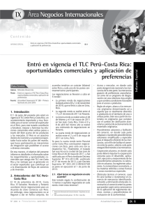 IX Entró en vigencia el TLC Perú-Costa Rica