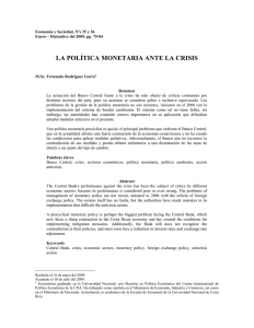 LA POLÍTICA MONETARIA ANTE LA CRISIS