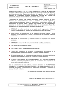 TRANSPORTES MOSQUERA, S.L.. POLÍTICA AMBIENTAL Página
