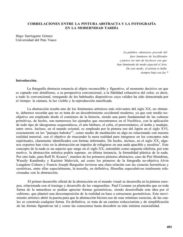 CORRELACIONES ENTRE LA PINTURA ABSTRACTA Y LA