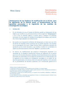 Nota Informativa Penal Económico Anteproyecto de - Pérez