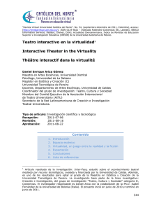 Teatro interactivo en la virtualidad1 Interactive Theater in the
