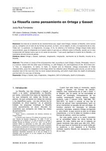 La filosofía como pensamiento en Ortega y Gasset