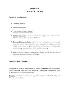 UNIDAD N°6 LEGILACIÓN LABORAL CONTRATO DE TRABAJO