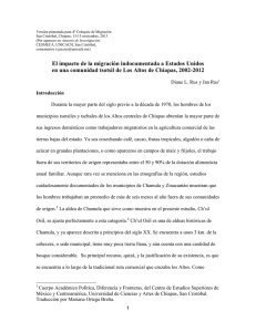 Chiapas: efectos de la migraci&oacute;n a los eeuu en una comunidad