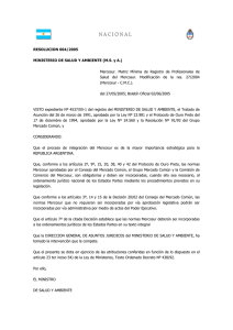 RESOLUCION 604/2005 MINISTERIO DE SALUD Y AMBIENTE