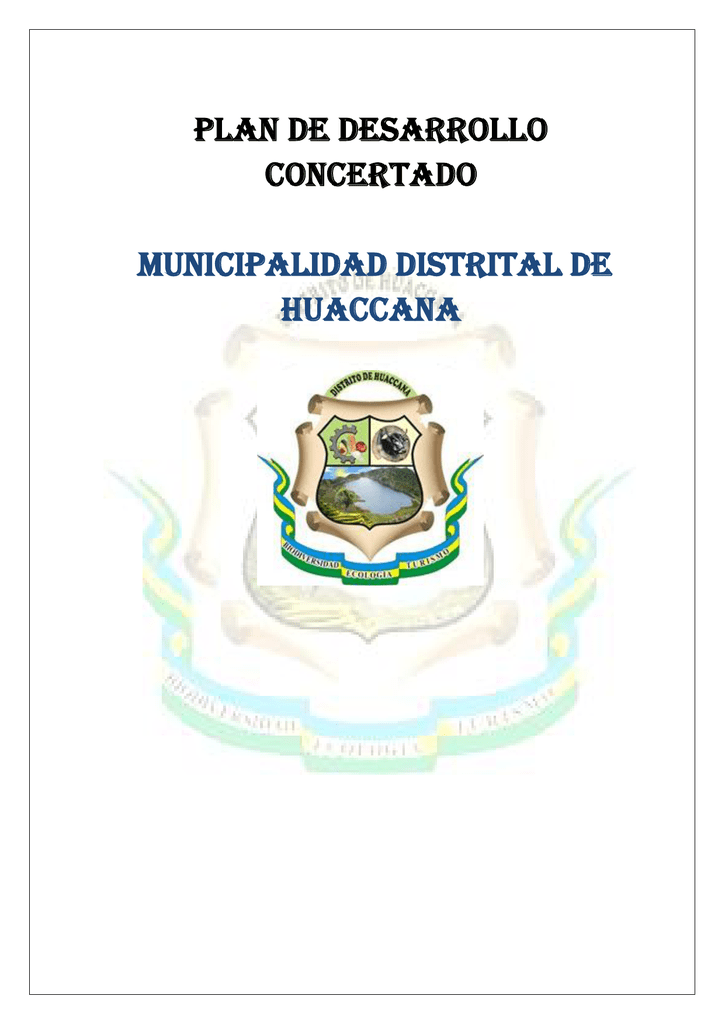 Plan De Desarrollo Concertado Municipalidad Distrital De Huaccana