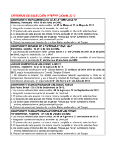 Criterios de Selección 2012 - Federación Atlética de Chile