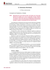Resolución de 16 de abril de 2014 - Boletín Oficial de la Región de