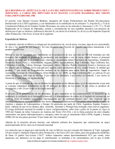 que reforma el artículo 2 o. de la ley del impuesto especial sobre