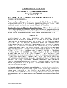 Orden para convocar una eleccíon sobre obligaciones /bonos