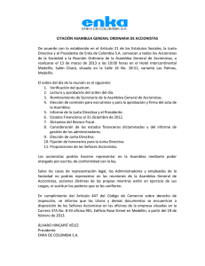 CITACIÓN ASAMBLEA GENERAL ORDINARIA DE ACCIONISTAS