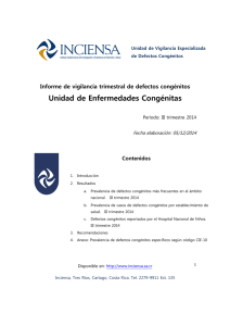 Informe epidemiológico de defectos congénitos. Costa Rica III