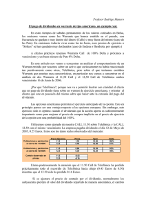 Dividendos en opciones de tipo americano - Warrants