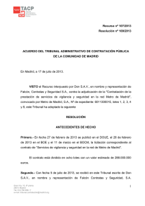 1 Recurso nº 107/2013 Resolución nº 109/2013 ACUERDO DEL