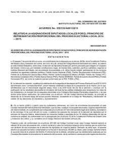 ACUERDO No. IEE/CG/A091/2015 RELATIVO A LA ASIGNACIÓN