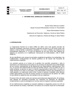 anomalias congenitas 2013 - Instituto Nacional de Salud