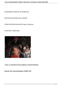 Curso de Especialización: Mujer y Educación/ Coordinación: Isabel