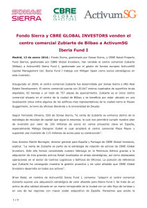 Fondo Sierra y CBRE GLOBAL INVESTORS venden el centro
