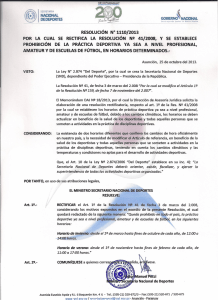 Resolución N° 1110/2013 - Secretaría Nacional de Deporte