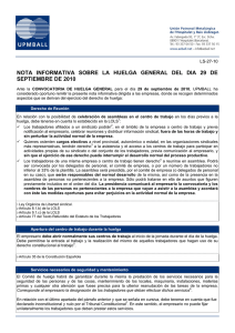 NOTA INFORMATIVA SOBRE LA HUELGA GENERAL DEL DIA 29