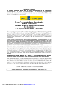 Primer Programa de Bonos Subordinados BANCO FINANCIERO