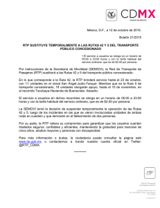 México, D.F., a 12 de octubre de 2015. Boletín 21/2015 RTP