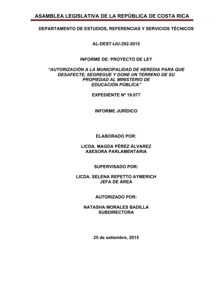 ASAMBLEA LEGISLATIVA DE LA REPÚBLICA DE COSTA RICA