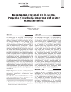 Desempeño regional de la Micro, Pequeña y Mediana Empresa del