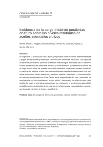 Incidencia de la carga inicial de pesticidas en fruta sobre los niveles