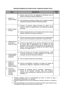 Requisitos para municipalidades Tipo B.