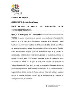 RECURSO No. 396-2010 JUEZ PONENTE: Dr. José Suing Nagua