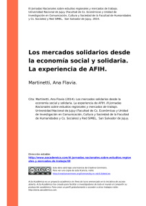Los mercados solidarios desde la economía social y solidaria. La