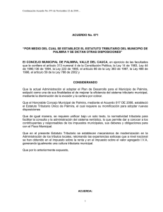 Estatuto Tributario Municipio Palmira, Valle del Cauca